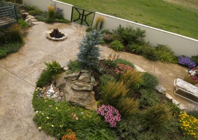Stamped Concrete | Water Feature | Stucco Wall
