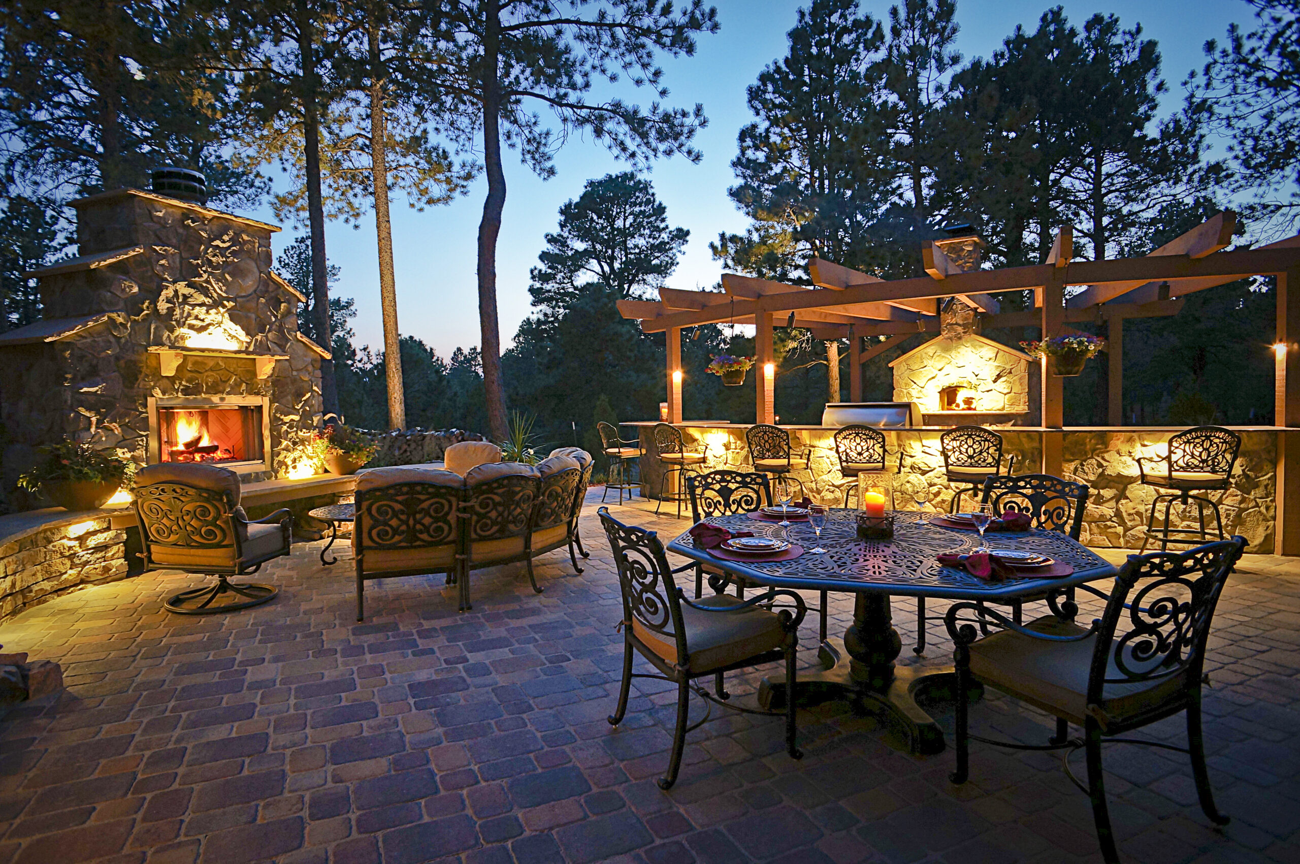 Fireplace | Lighting | Pavers | Kitchen Fireplace | Lighting | Pavers | Kitchen